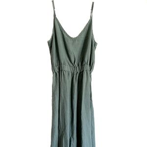 Sea Green Linen Midi Dress (Small)